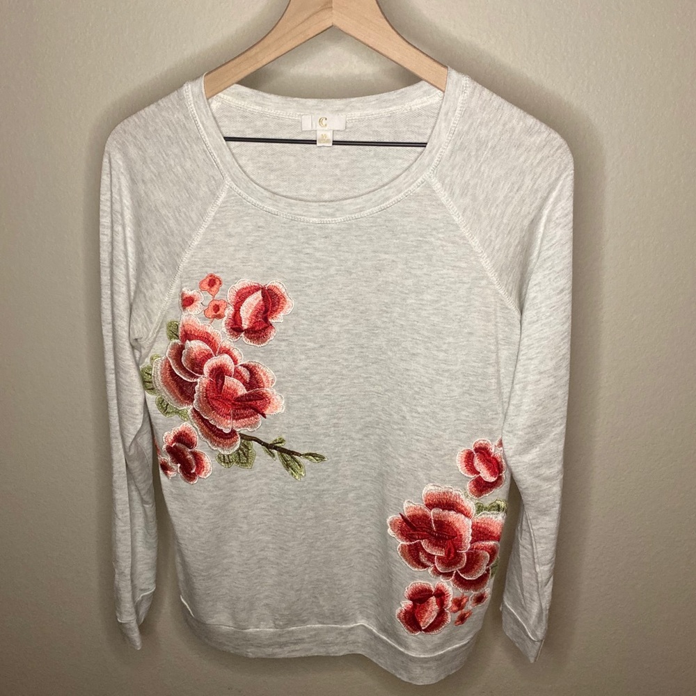 Charming Charlie Floral Appliqué Long Sleeve
